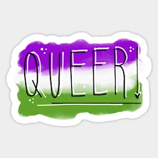 Queer! Genderqueer Flag! Sticker